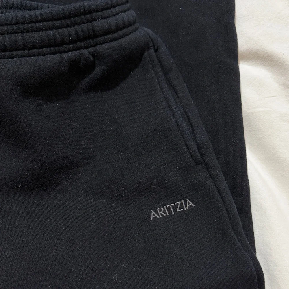 Aritzia Boyfriend Fit Black Sweatfleece Cozy Fleece Sweatpants xs - Picture 3 of 4